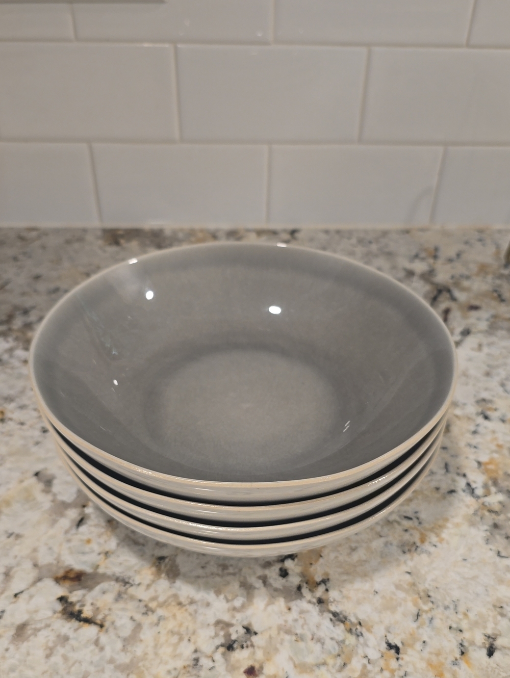 West Elm Alta Charcoal Grey Crackel Bowls. Size 8.5"